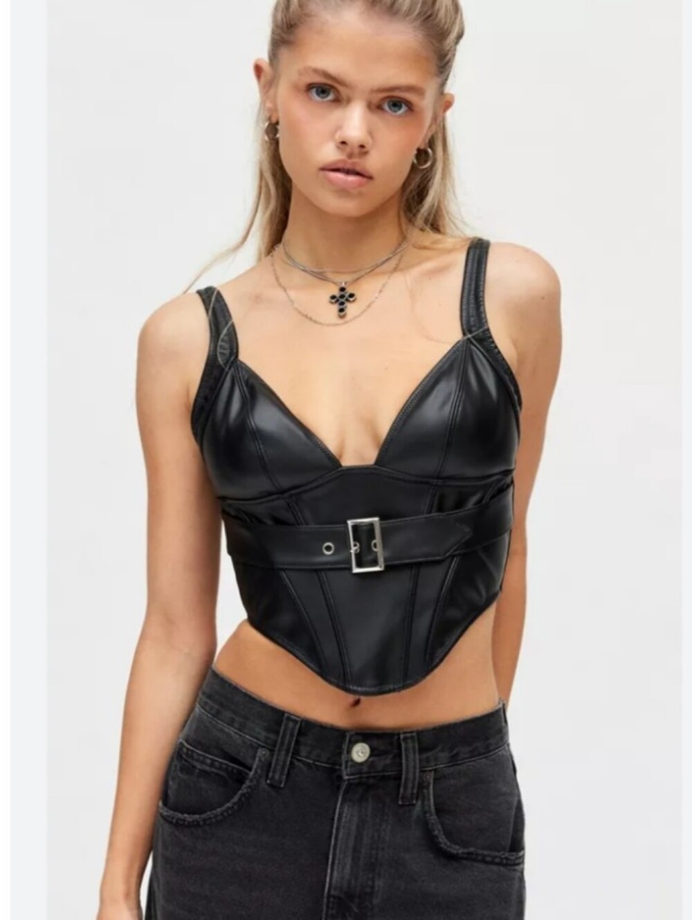 Urban Outfitters Out from Under black faux leather belt detail corset top